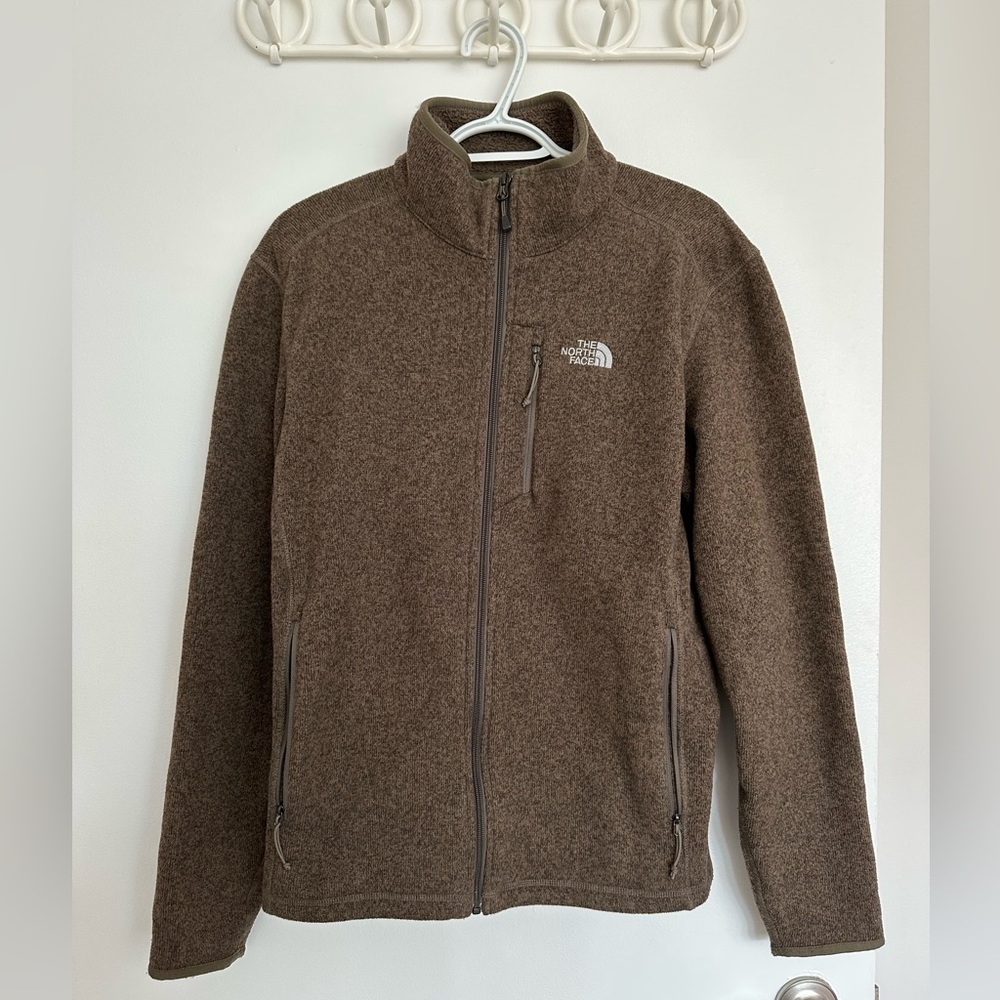 The North Face Jacket Men's Medium Brown 100% Polyester Lined Fleece Full Zip